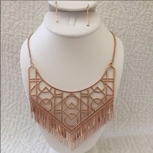 Rose Gold Bib Geometric Choker Necklace Jewelry